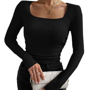 New slim fit pleated long - sleeved tops - Negative Apparel