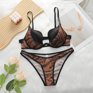 New style bra set for women, push - up, gather, comfortable, breathable, thin straps, half - hip - wrapped women's underwear set - Negative Apparel