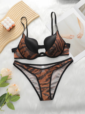 New style bra set for women, push - up, gather, comfortable, breathable, thin straps, half - hip - wrapped women's underwear set - Negative Apparel