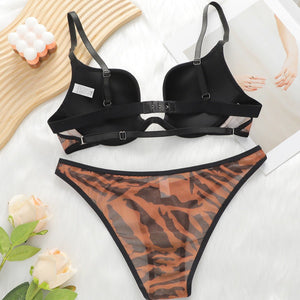 New style bra set for women, push - up, gather, comfortable, breathable, thin straps, half - hip - wrapped women's underwear set - Negative Apparel