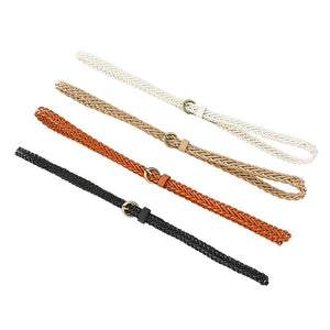 New style braided punch - free pin buckle retro casual thin belt waist rope decoration dress shirt belt - Negative Apparel