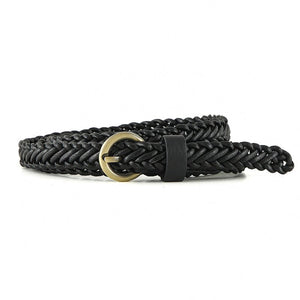 New style braided punch - free pin buckle retro casual thin belt waist rope decoration dress shirt belt - Negative Apparel