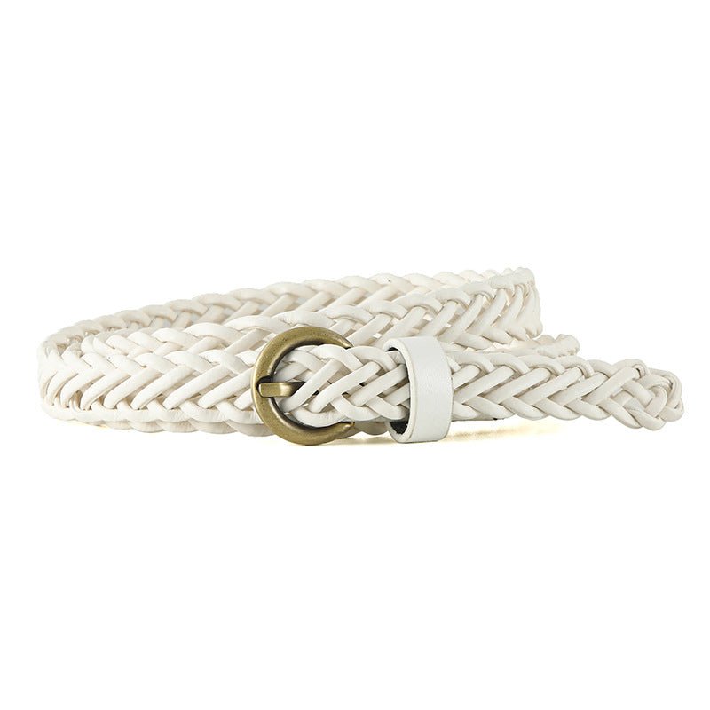 New style braided punch - free pin buckle retro casual thin belt waist rope decoration dress shirt belt - Negative Apparel