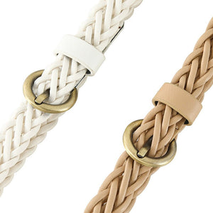 New style braided punch - free pin buckle retro casual thin belt waist rope decoration dress shirt belt - Negative Apparel