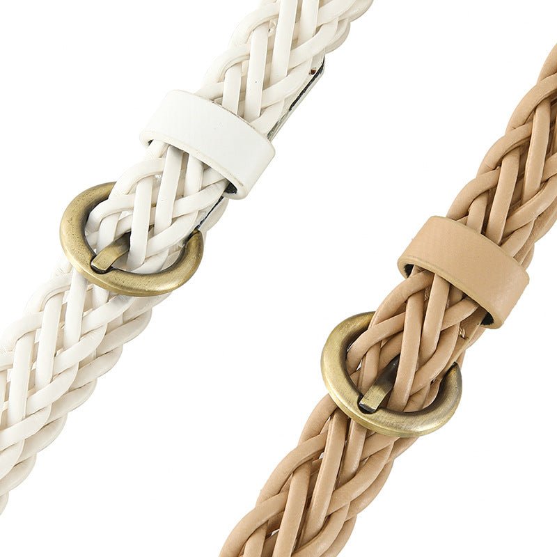 New style braided punch - free pin buckle retro casual thin belt waist rope decoration dress shirt belt - Negative Apparel