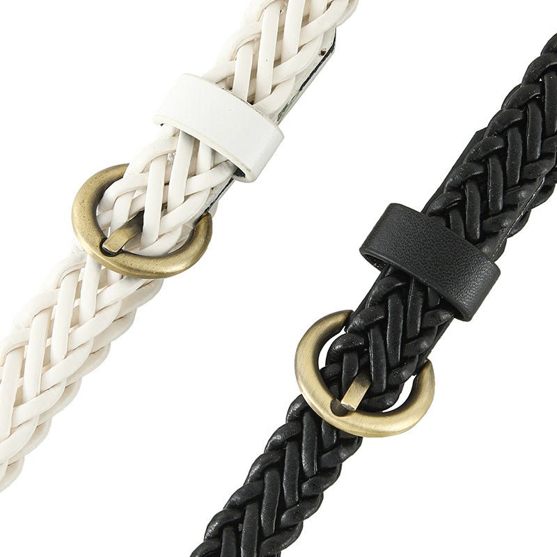 New style braided punch - free pin buckle retro casual thin belt waist rope decoration dress shirt belt - Negative Apparel