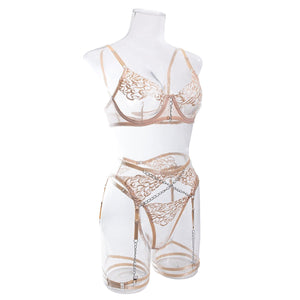 New style with metal chain embroidery underwear four - piece set - Negative Apparel