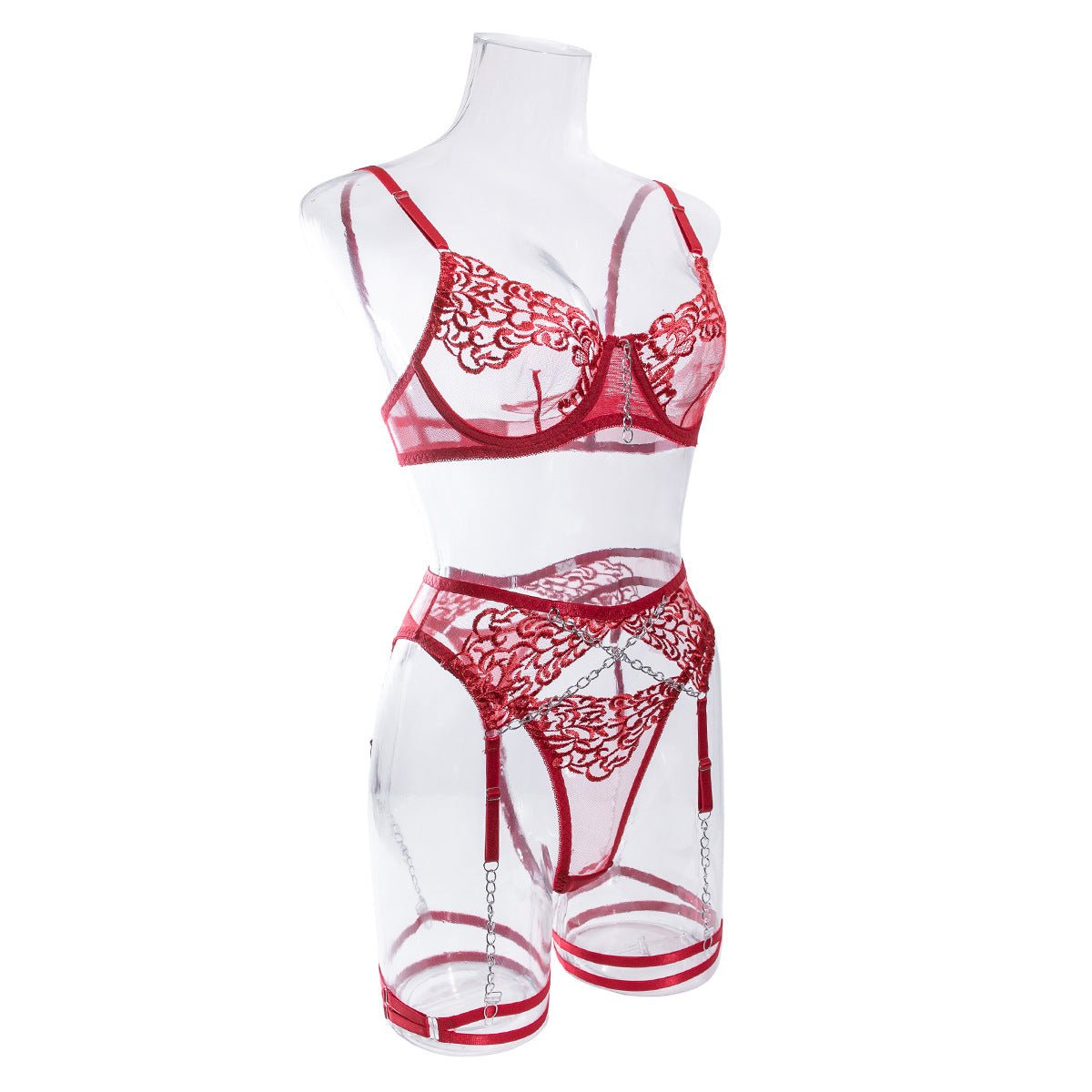 New style with metal chain embroidery underwear four - piece set - Negative Apparel