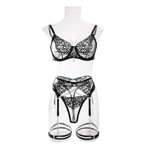 New style with metal chain embroidery underwear four - piece set - Negative Apparel