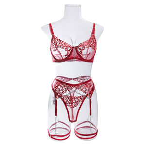 New style with metal chain embroidery underwear four - piece set - Negative Apparel