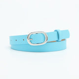 New style women's belt oval silver buckle versatile simple solid color decoration chic style jeans casual pants belt women - Negative Apparel