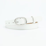 New style women's belt oval silver buckle versatile simple solid color decoration chic style jeans casual pants belt women - Negative Apparel