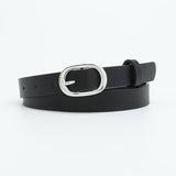 New style women's belt oval silver buckle versatile simple solid color decoration chic style jeans casual pants belt women - Negative Apparel