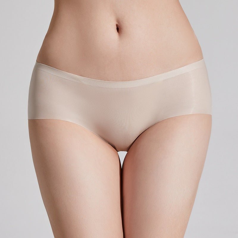 New summer 7A antibacterial cool ultra - thin underwear low waist seamless breathable ice silk bottom crotch pure cotton crotch triangle panties - Negative Apparel