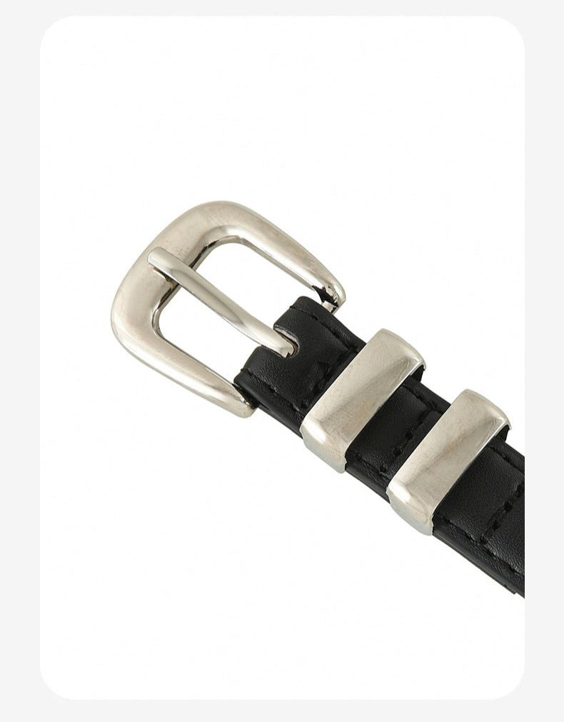 New summer fashion personality candy color silver buckle dopamine silver INS style decoration ladies belt dress leather - Negative Apparel