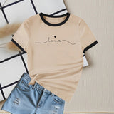 New summer round neck contrasting color matching short - sleeved casual slim - fit women's T-shirt versatile top - Negative Apparel