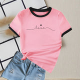 New summer round neck contrasting color matching short - sleeved casual slim - fit women's T-shirt versatile top - Negative Apparel