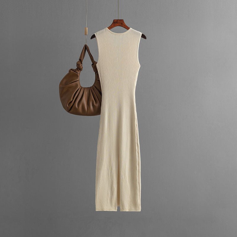 New summer sexy hollow knitted sleeveless round neck slim dress female - Negative Apparel