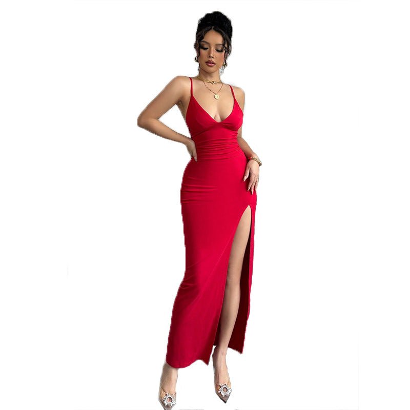 New Sxy bodycon women red dress split thigh dress - Negative Apparel