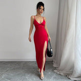 New Sxy bodycon women red dress split thigh dress - Negative Apparel