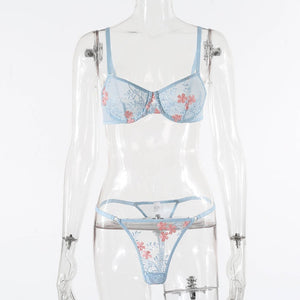 New transparent mesh underwear printing fun suit two - piece suit - Negative Apparel