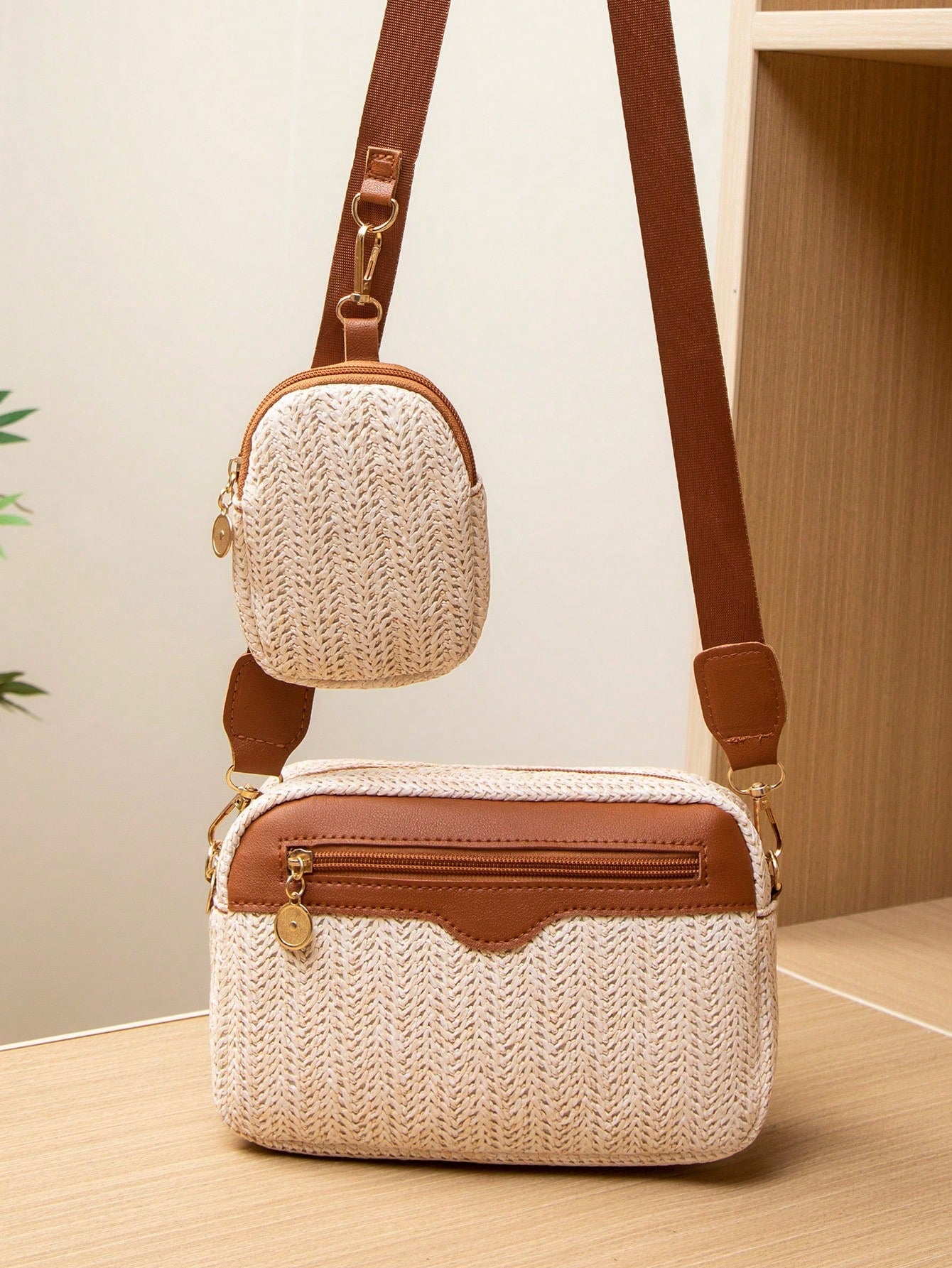 New Trendy Woven Women's Bag, All - Match Shoulder & Crossbody Bag, Sweet Square Bag - Negative Apparel