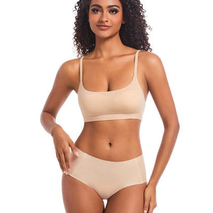 New underwear bra women's thin cup round neck vest bra set Fits Everybody - Negative Apparel