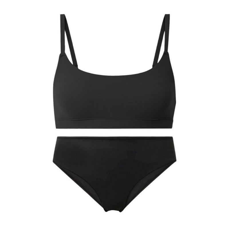 New underwear bra women's thin cup round neck vest bra set Fits Everybody - Negative Apparel