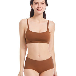 New underwear bra women's thin cup round neck vest bra set Fits Everybody - Negative Apparel