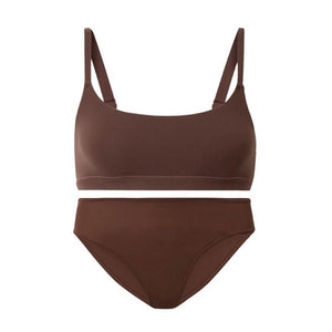 New underwear bra women's thin cup round neck vest bra set Fits Everybody - Negative Apparel