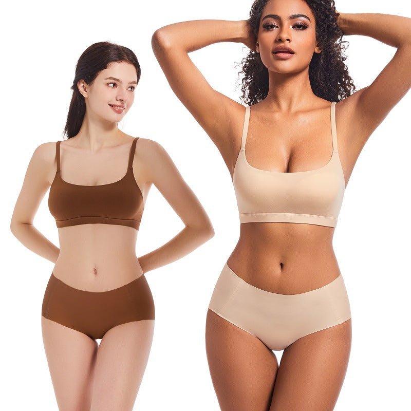 New underwear bra women's thin cup round neck vest bra set Fits Everybody - Negative Apparel