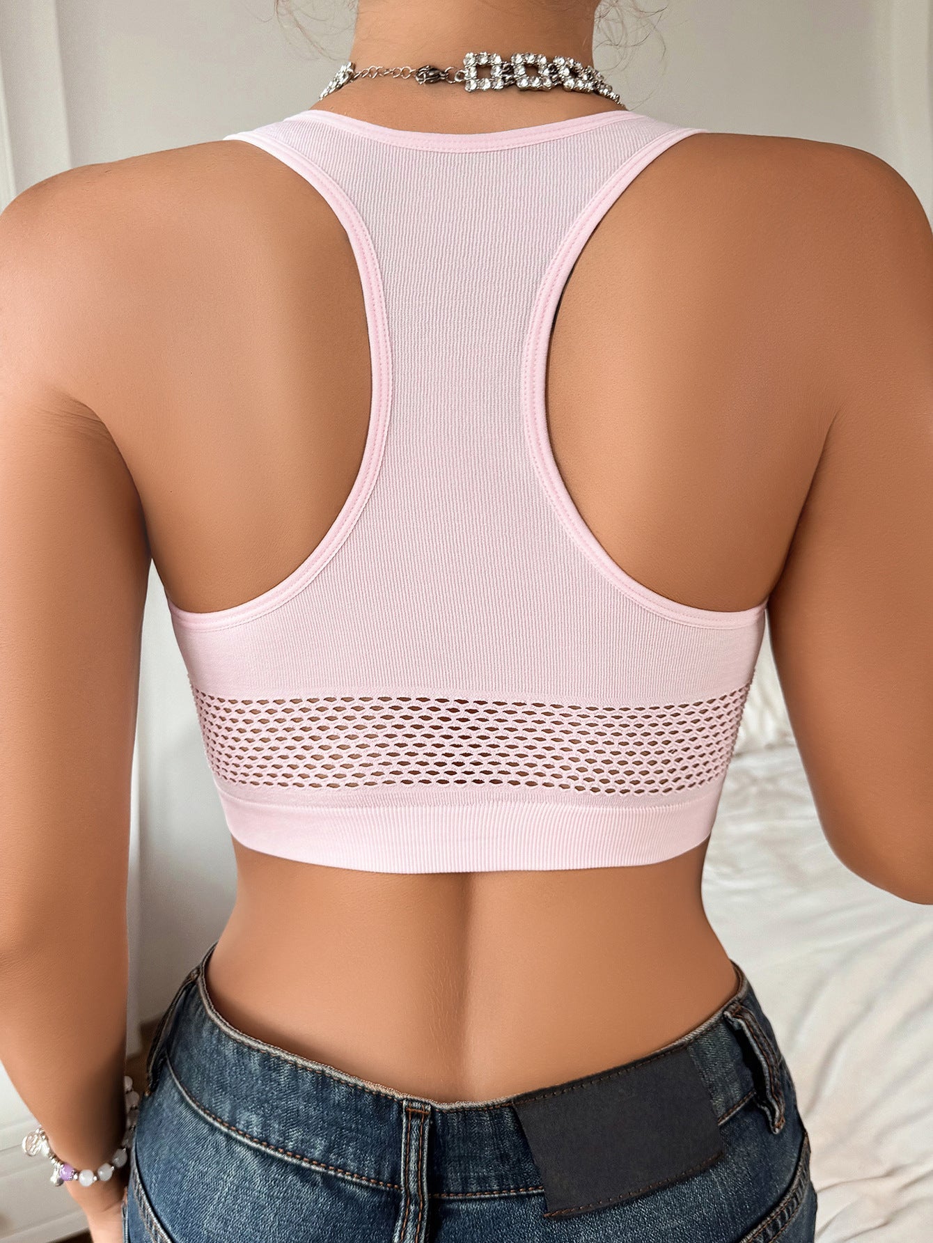 New vest bra full cup waist - revealing hollow push - up breathable bra - Negative Apparel