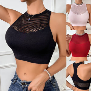 New vest bra full cup waist - revealing hollow push - up breathable bra - Negative Apparel