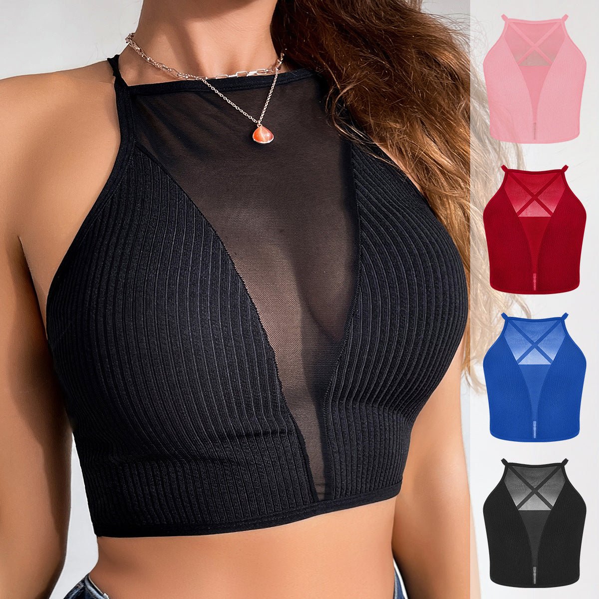 New vest bra full cup waist - revealing hollow push - up breathable bra - Negative Apparel