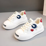 New wear - resistant color matching leather women's shoes 2025 spring and summer casual breathable sneakers thick bottom heightening shoes - Negative Apparel