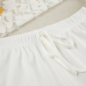 New white knitted stitching lace trousers pajamas - Negative Apparel