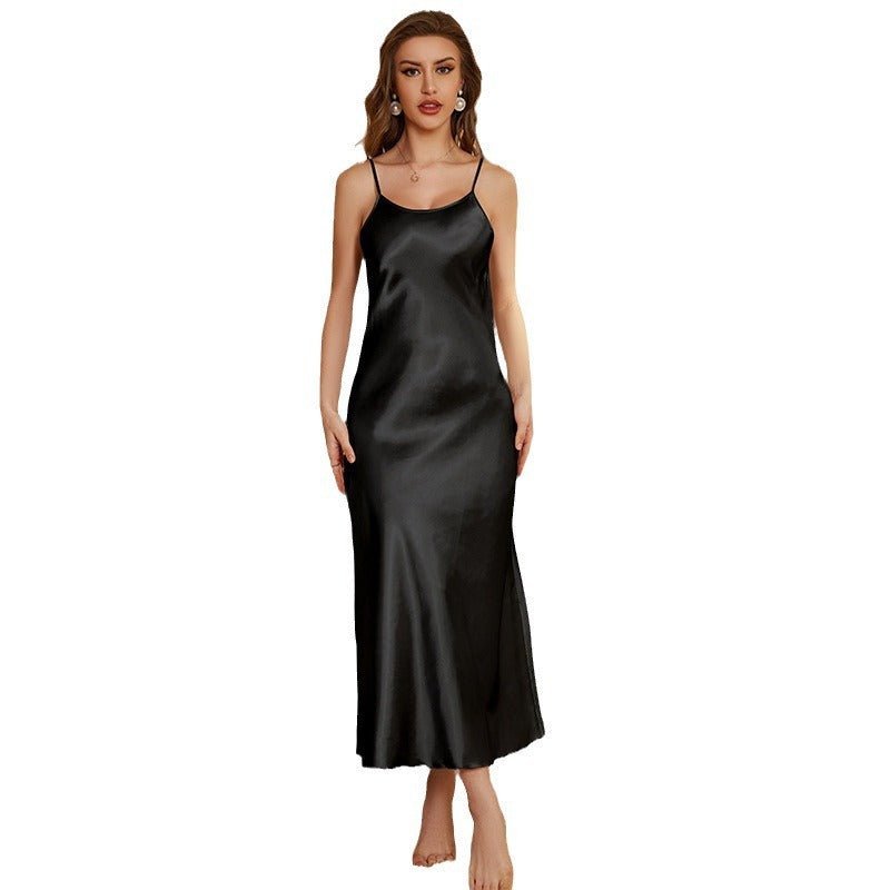 New women's pajamas French elegant suspender long nightgown women's simple loungewear DQ21859 - Negative Apparel