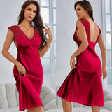 New women's pajamas French elegant suspender long nightgown women's simple loungewear DQ21859 - Negative Apparel