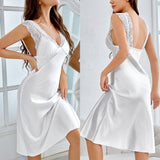 New women's pajamas French elegant suspender long nightgown women's simple loungewear DQ21859 - Negative Apparel