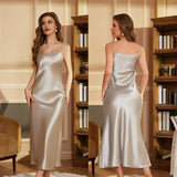 New women's pajamas French elegant suspender long nightgown women's simple loungewear DQ21859 - Negative Apparel