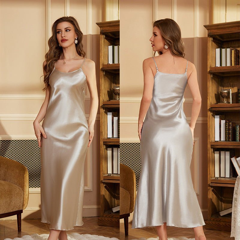 New women's pajamas French elegant suspender long nightgown women's simple loungewear DQ21859 - Negative Apparel