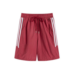 Nylon quick - drying sports shorts women's summer thin high - waisted casual wide - leg medium pants, thin outer striped five - point pants - Negative Apparel