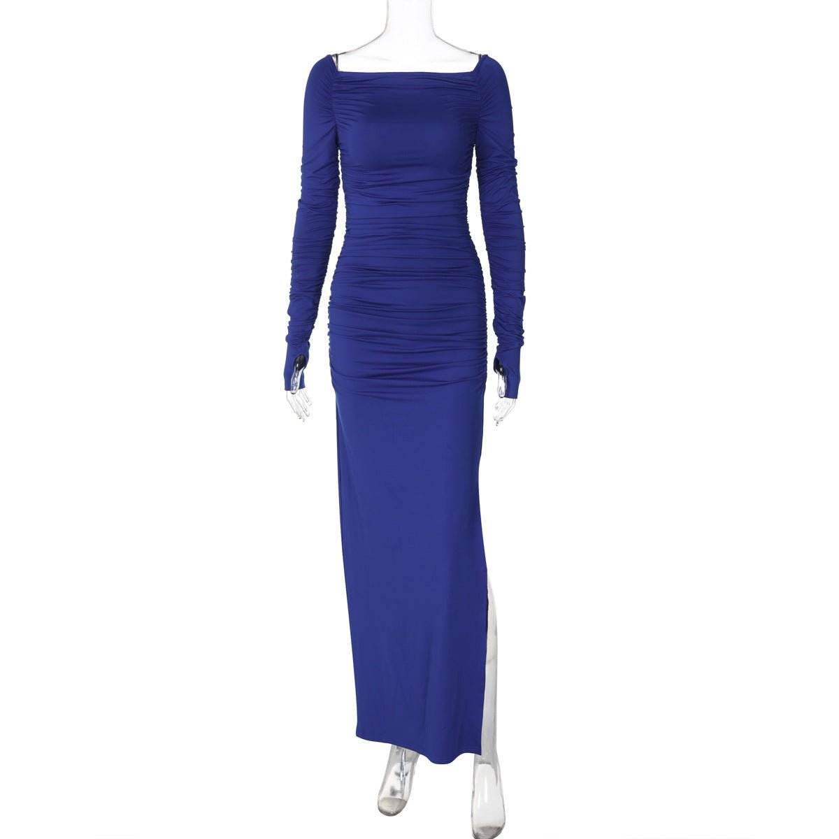 Off - shoulder one - shoulder sexy tight pleated side slit dress - Negative Apparel