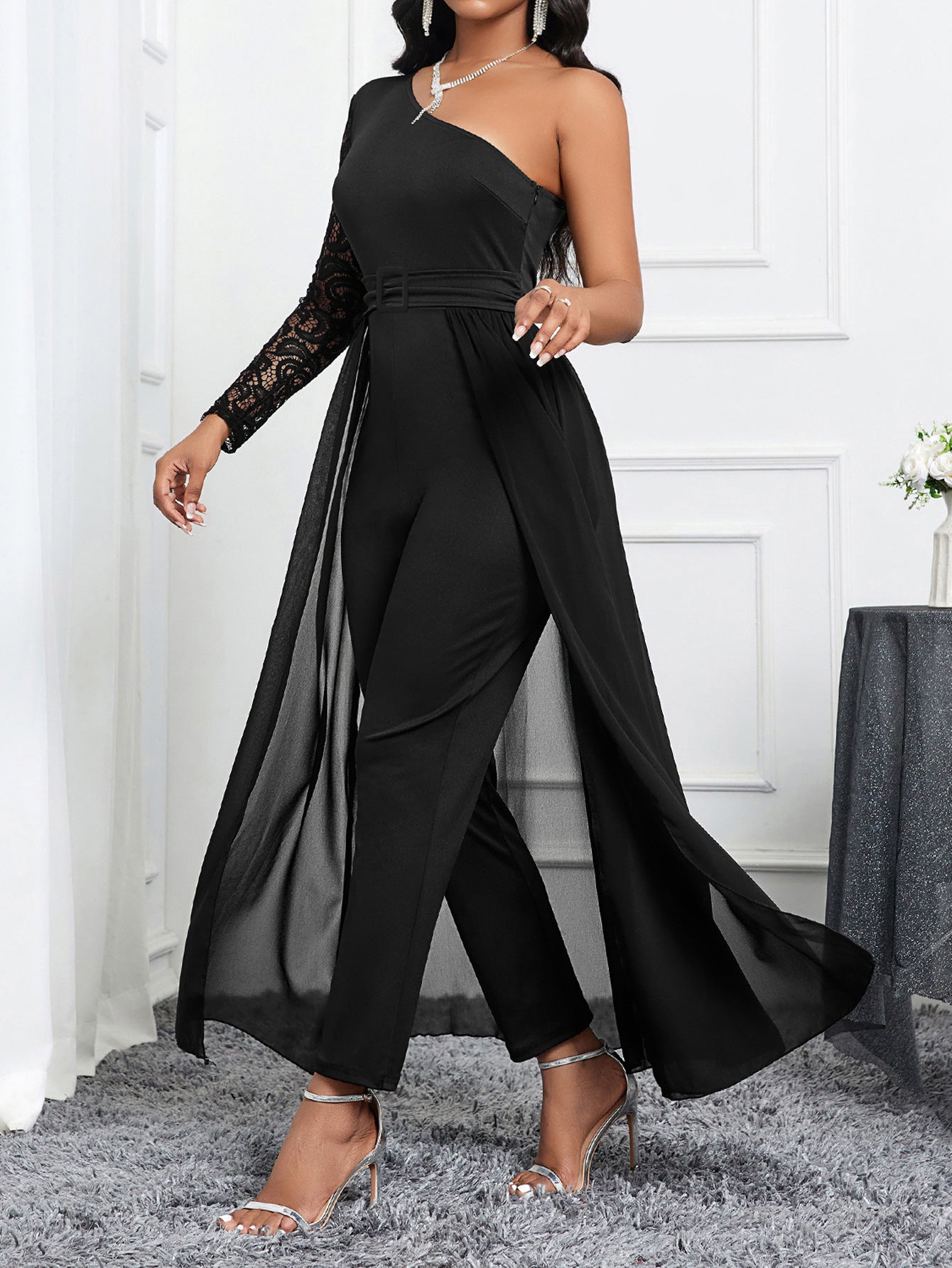 One - shoulder sleeve sxy slim jumpsuit - Negative Apparel