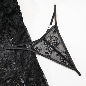 Onyx Noir | Lace Perspective High - Split Mesh Maxi Dress - Negative Apparel