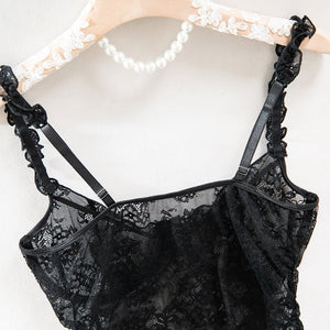 Onyx Noir | Lace Perspective High - Split Mesh Maxi Dress - Negative Apparel