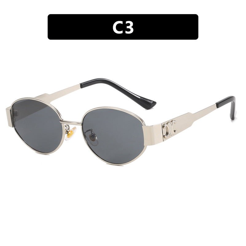 Oval sunglasses 2025 new women's metal sunglasses - Negative Apparel