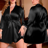 pajamas, women's large - size pajamas, loose and comfortable bathrobes, ice silk loungewear WP22376 - Negative Apparel