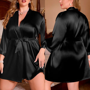pajamas, women's large - size pajamas, loose and comfortable bathrobes, ice silk loungewear WP22376 - Negative Apparel