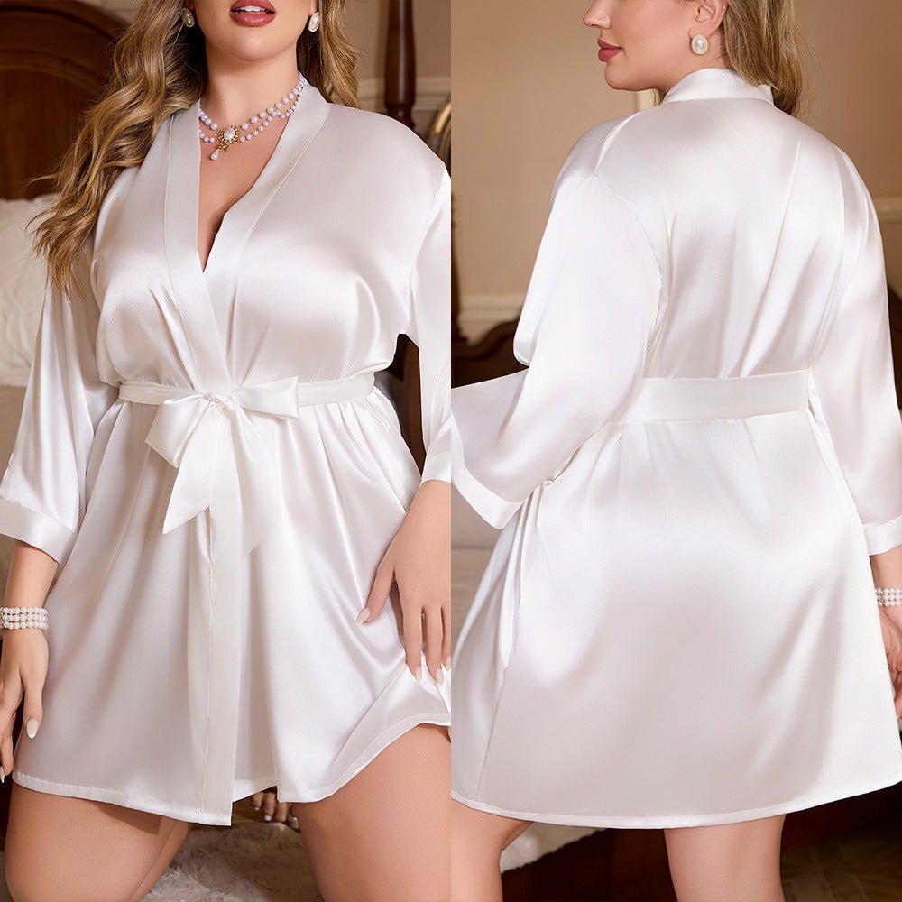 pajamas, women's large - size pajamas, loose and comfortable bathrobes, ice silk loungewear WP22376 - Negative Apparel